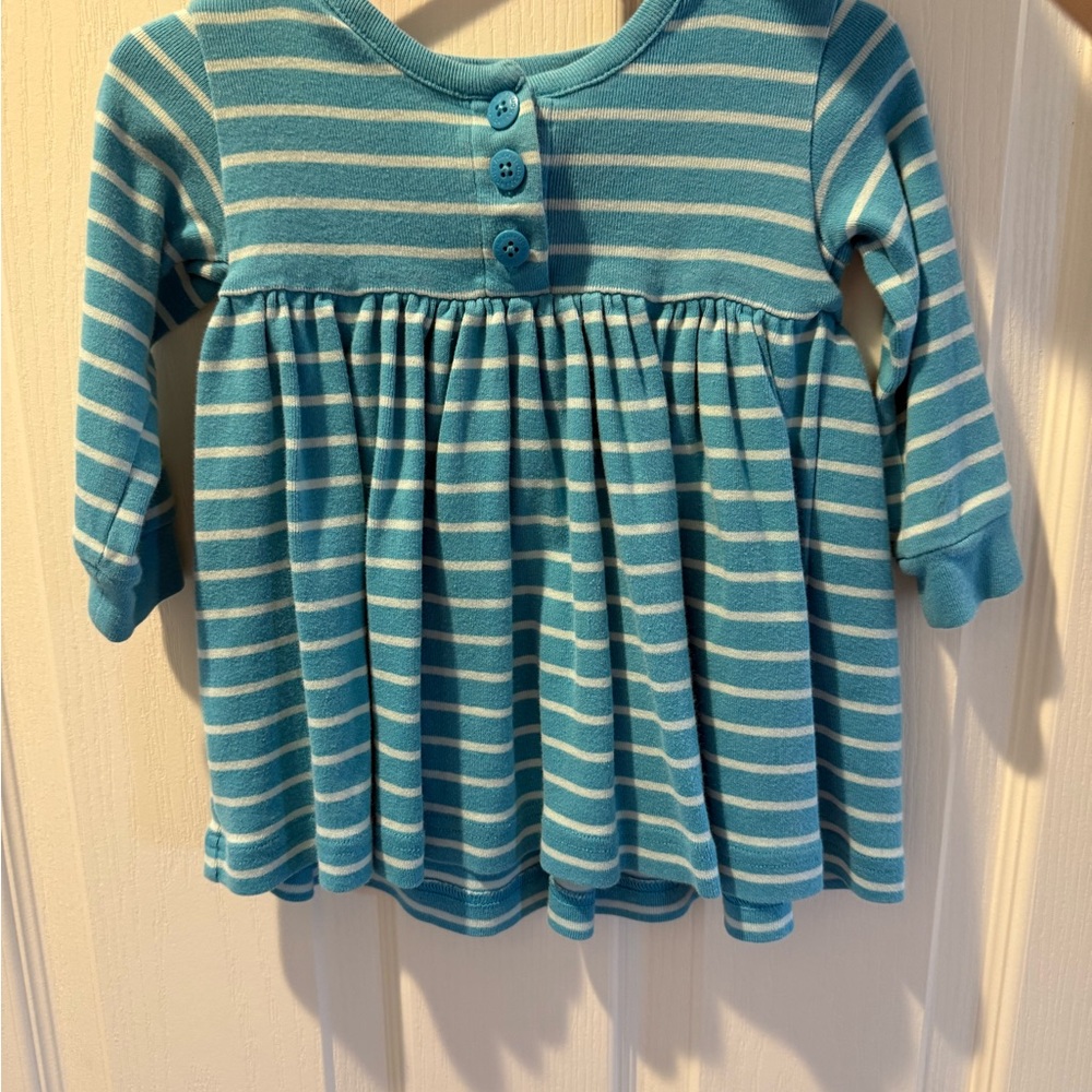 Hanna Andersson Teal Striped Long Sleeve Top